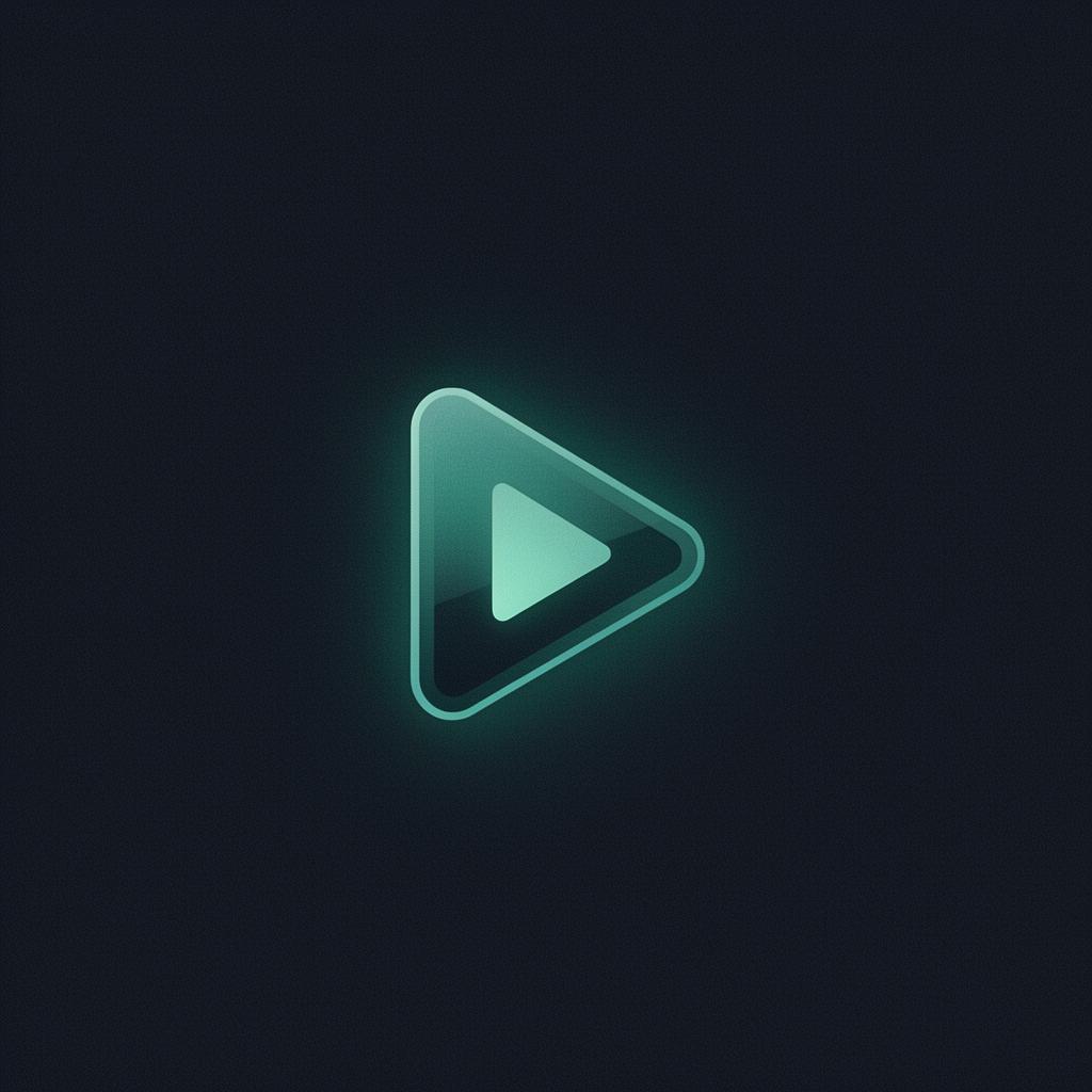Glowing play symbol on a dark background