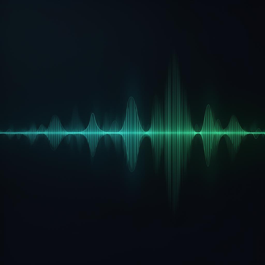 Abstract green audio waves on a dark background